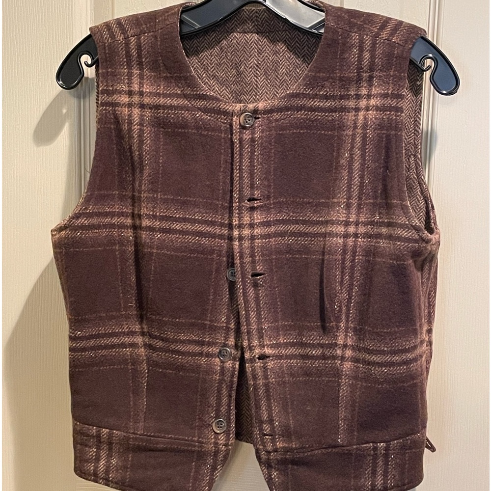 A Line Anne Klein Reversible Vest Herringbone/Plaid